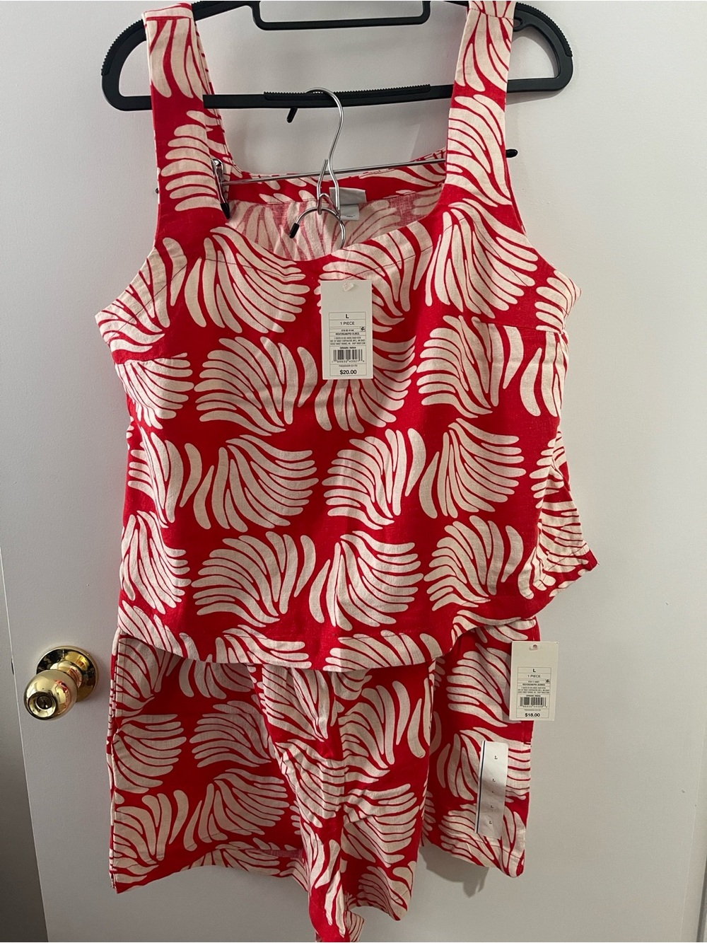 a new day Red and White Printed Women’s Shorts Set